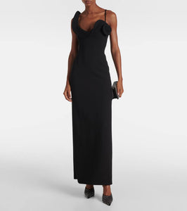 Magda Butrym Floral-appliqué wool-blend gown