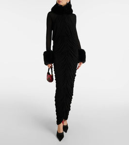 Magda Butrym Faux fur-trimmed maxi dress