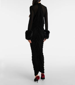 Magda Butrym Faux fur-trimmed maxi dress
