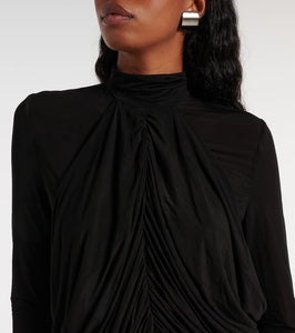 Magda Butrym Gathered faux fur-trimmed mesh minidress