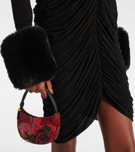 Magda Butrym Gathered faux fur-trimmed mesh minidress
