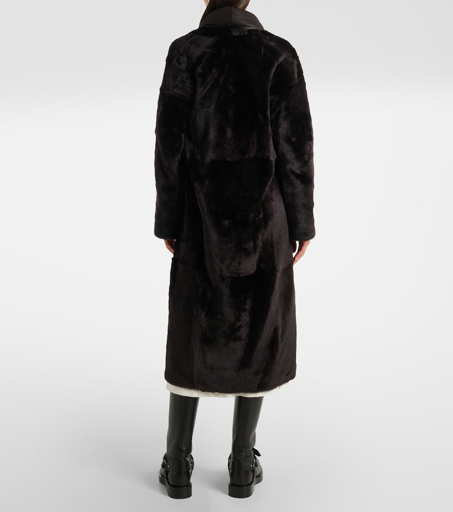Yves Salomon Leather-trimmed shearling coat