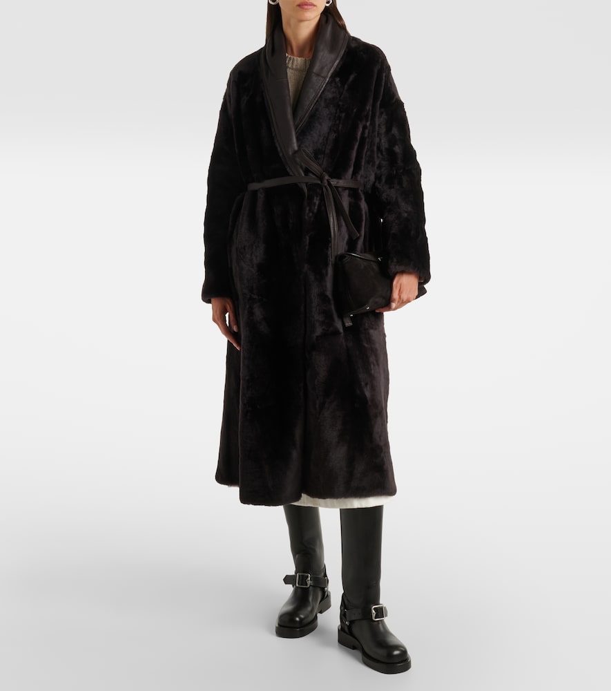 Yves Salomon Leather-trimmed shearling coat