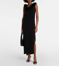 Coperni Boa feather-trimmed maxi dress