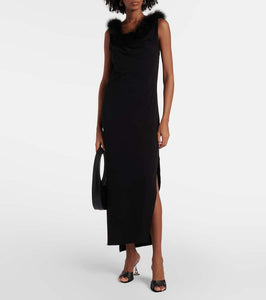 Coperni Boa feather-trimmed maxi dress