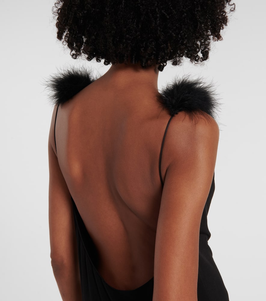 Coperni Boa feather-trimmed maxi dress