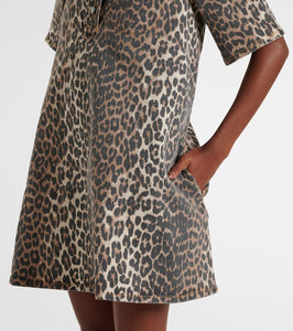 Ganni Leopard-print denim minidress