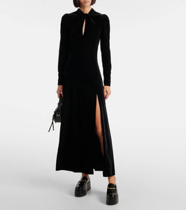 Ganni Cutout velvet midi dress