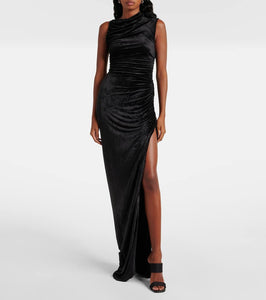 Rick Owens Lilies Svita ruched velvet jersey gown