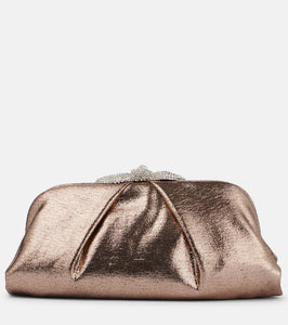 Aquazzura Very Bow Tie embellished satin clutch. Shop Aquazzura Clutches for women now.