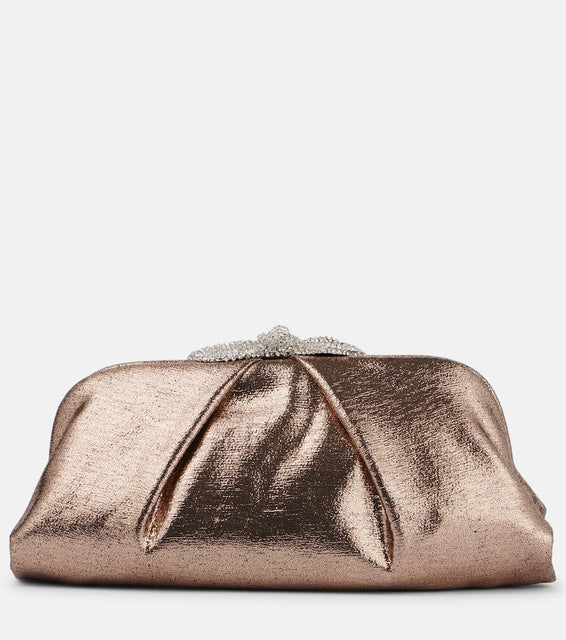 Aquazzura Very Bow Tie embellished satin clutch. Shop Aquazzura Clutches for women now.