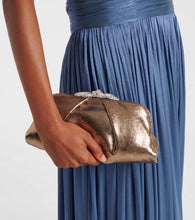 Aquazzura Very Bow Tie embellished satin clutch