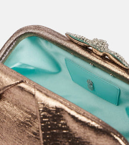Aquazzura Very Bow Tie embellished satin clutch