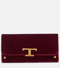 Tod's T Timeless Small velvet wallet on chain. Shop Tod's Clutches for women now.
