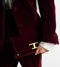 Tod's T Timeless Small velvet wallet on chain