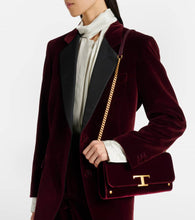 Tod's T Timeless Small velvet wallet on chain