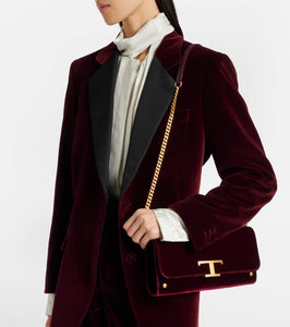 Tod's T Timeless Small velvet wallet on chain