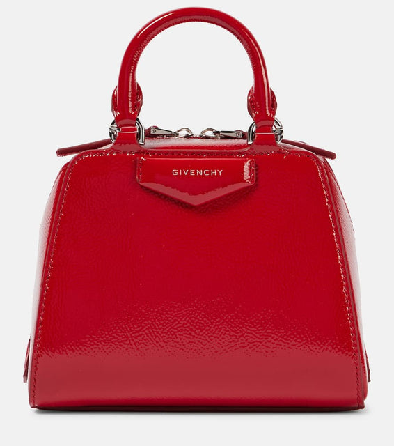 Givenchy Antigona Cube Nano patent leather tote bag. Shop Givenchy Top-Handle Bags for women now.