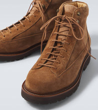 Brunello Cucinelli Corduroy-trimmed leather lace-up boots