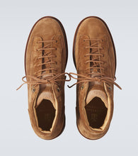 Brunello Cucinelli Corduroy-trimmed leather lace-up boots