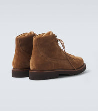 Brunello Cucinelli Corduroy-trimmed leather lace-up boots