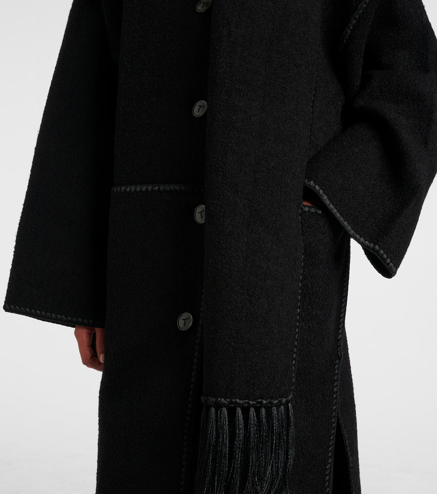 Toteme Embroidered wool-blend scarf coat