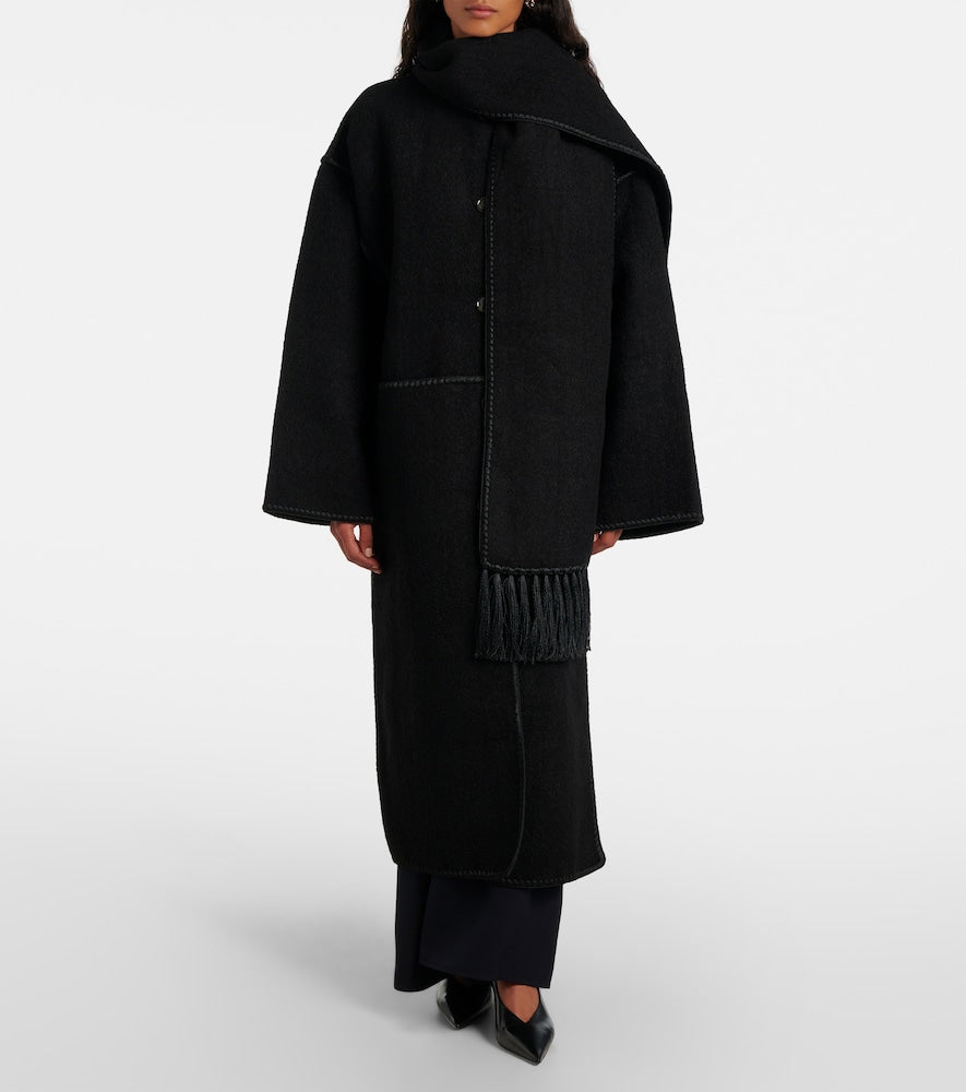 Toteme Embroidered wool-blend scarf coat