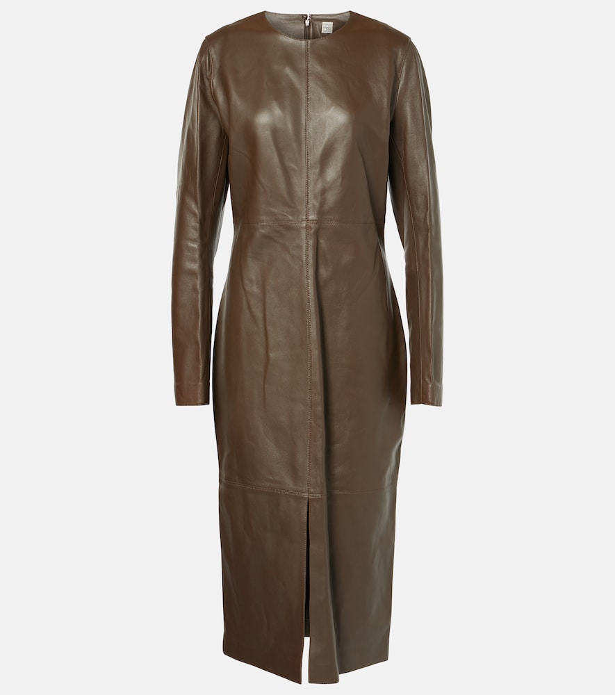Toteme Paneled leather midi dress. 图腾拼接皮革中长连衣裙