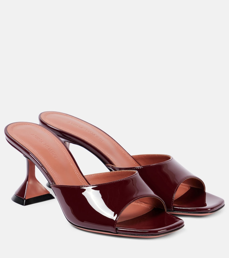 Amina Muaddi Lupita 70 patent leather mules - Amina Muaddi Lupita 70 漆皮穆勒鞋