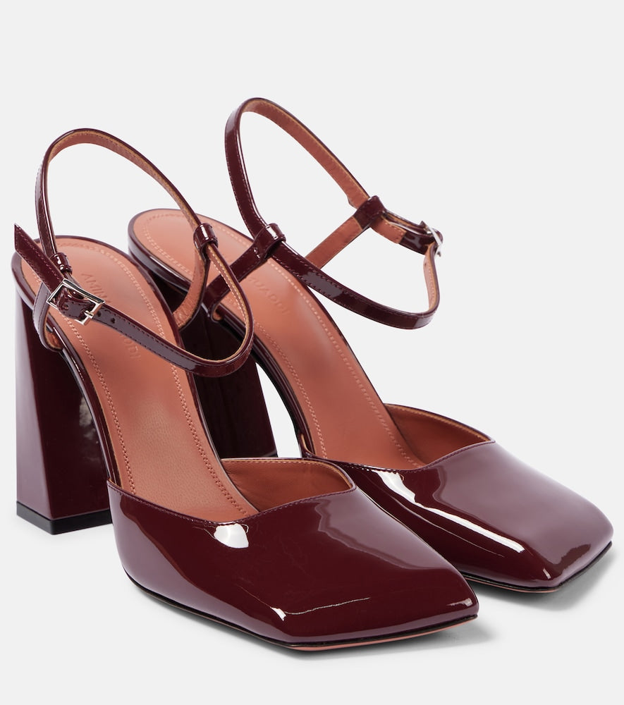 Amina Muaddi Charlotte 95 patent leather pumps - Amina Muaddi Charlotte 95 漆皮高跟鞋
