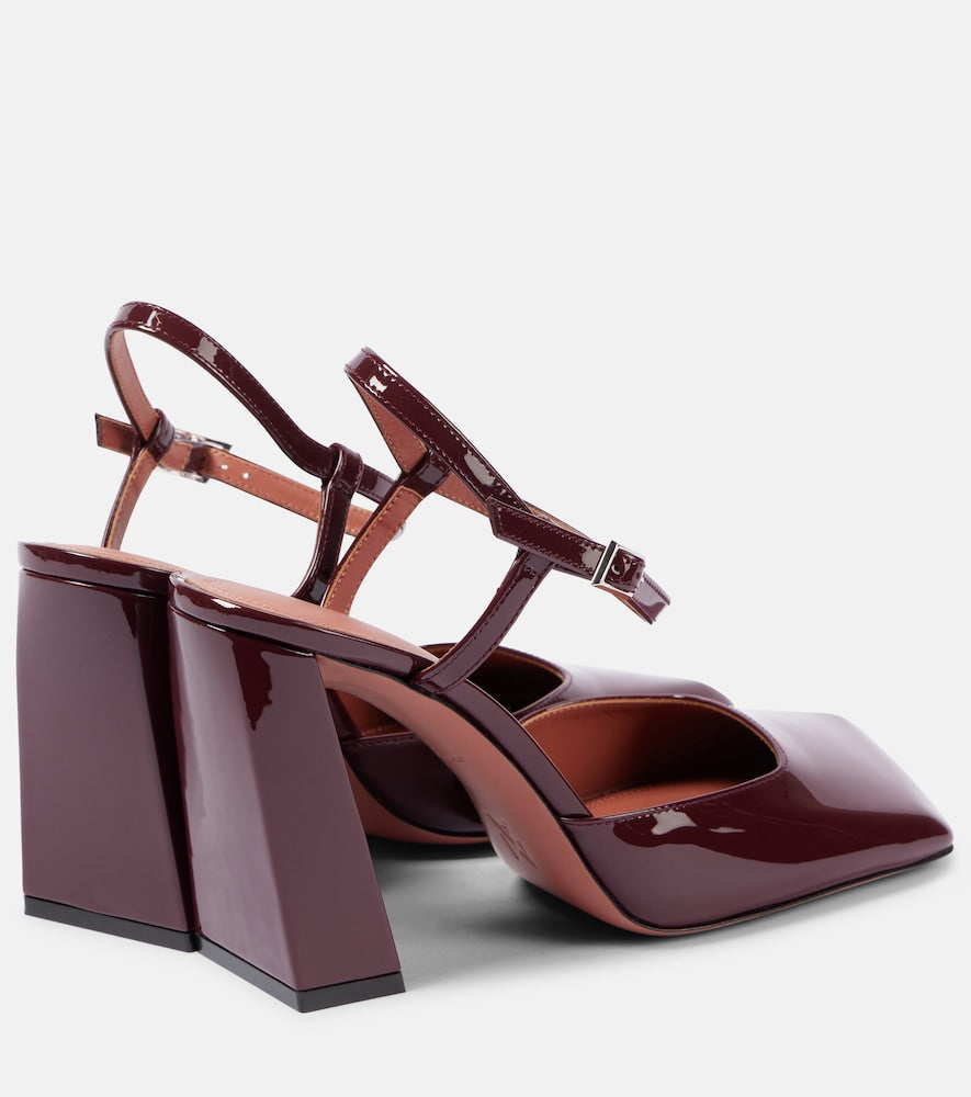 Amina Muaddi Charlotte 95 patent leather pumps
