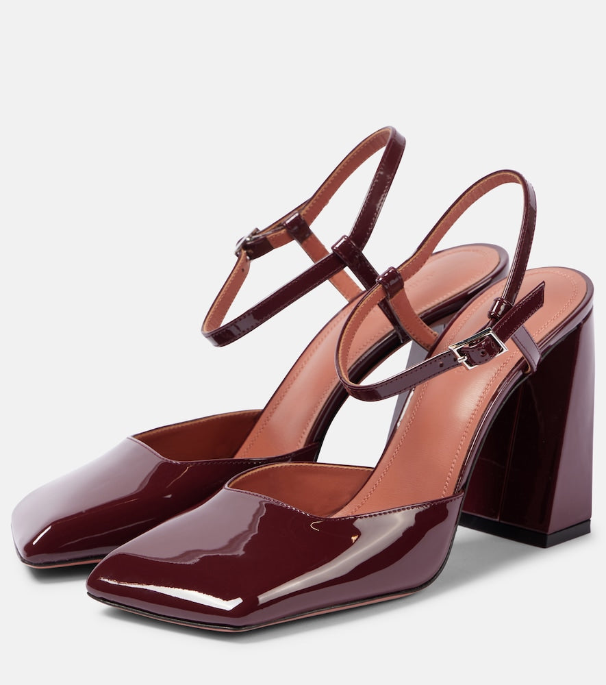 Amina Muaddi Charlotte 95 patent leather pumps