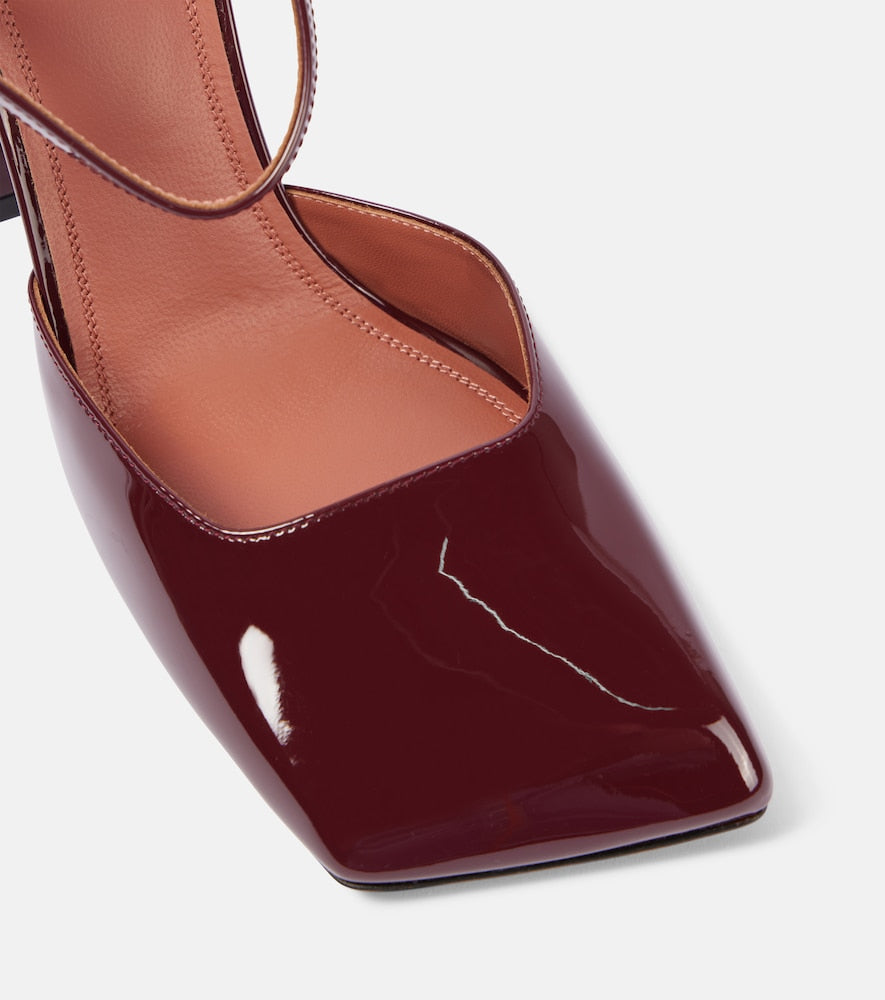 Amina Muaddi Charlotte 95 patent leather pumps