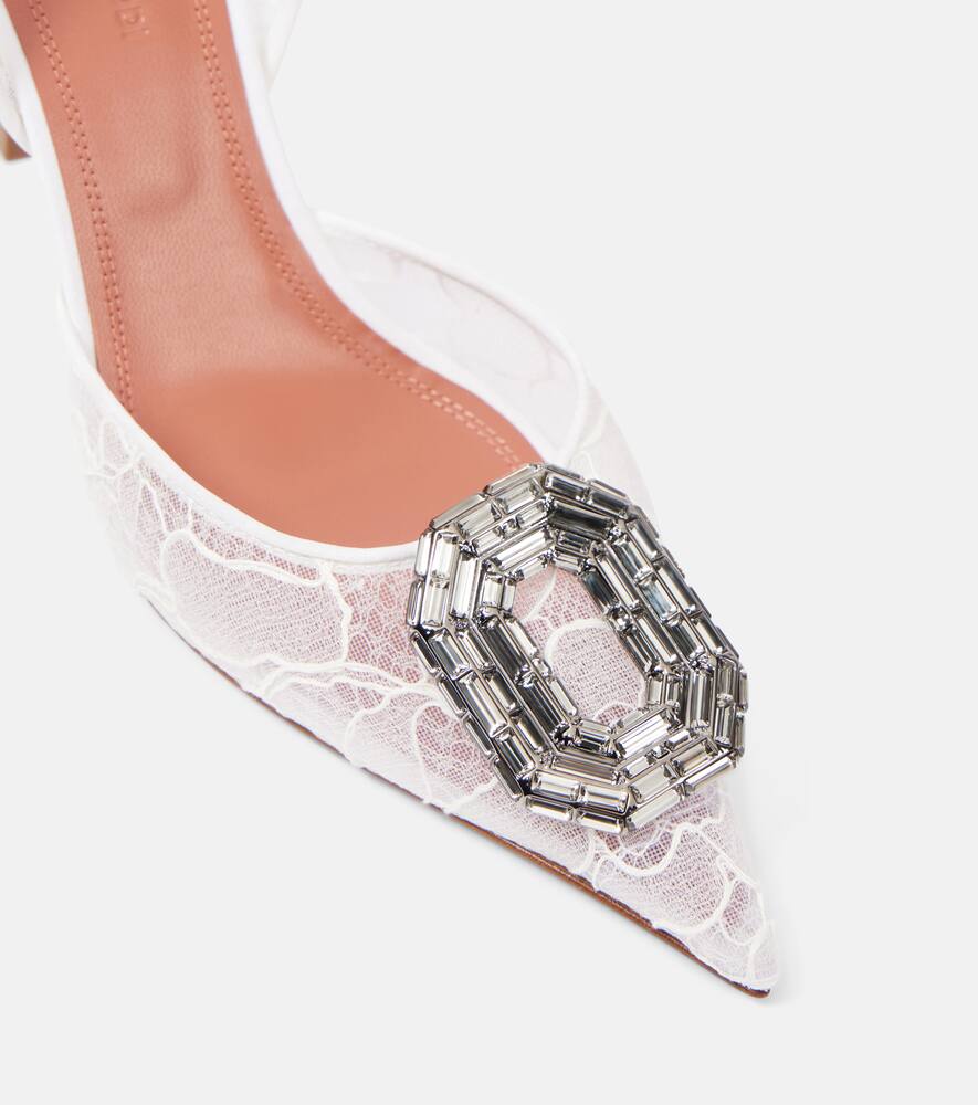 Amina Muaddi Camelia 90 embellished lace slingback sandals
