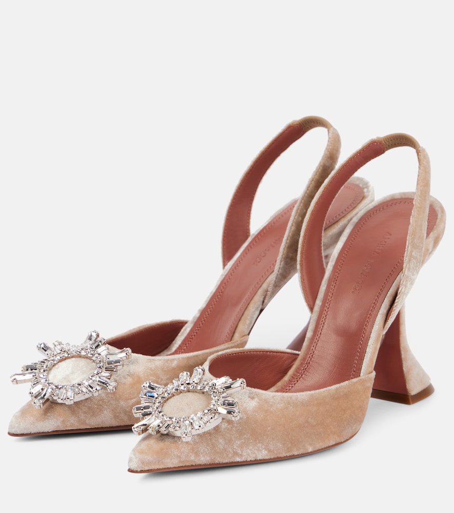 Amina Muaddi Begum 95 embellished velvet slingback pumps