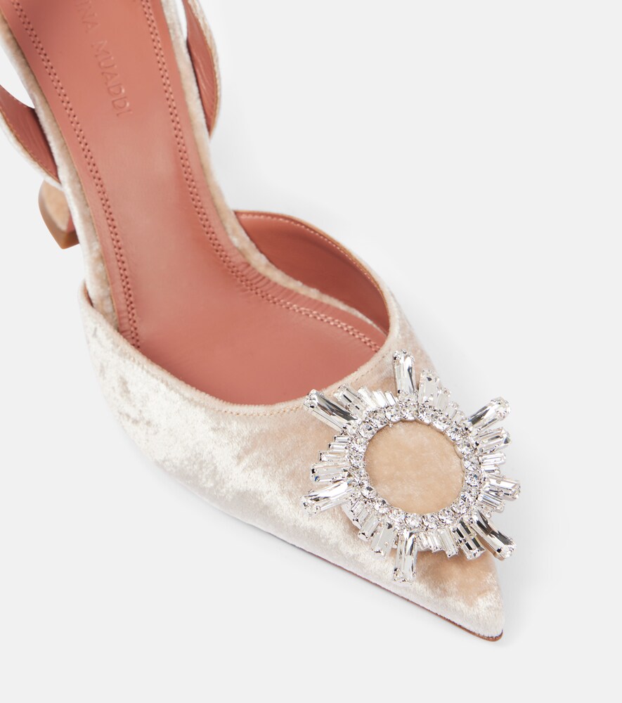 Amina Muaddi Begum 95 embellished velvet slingback pumps