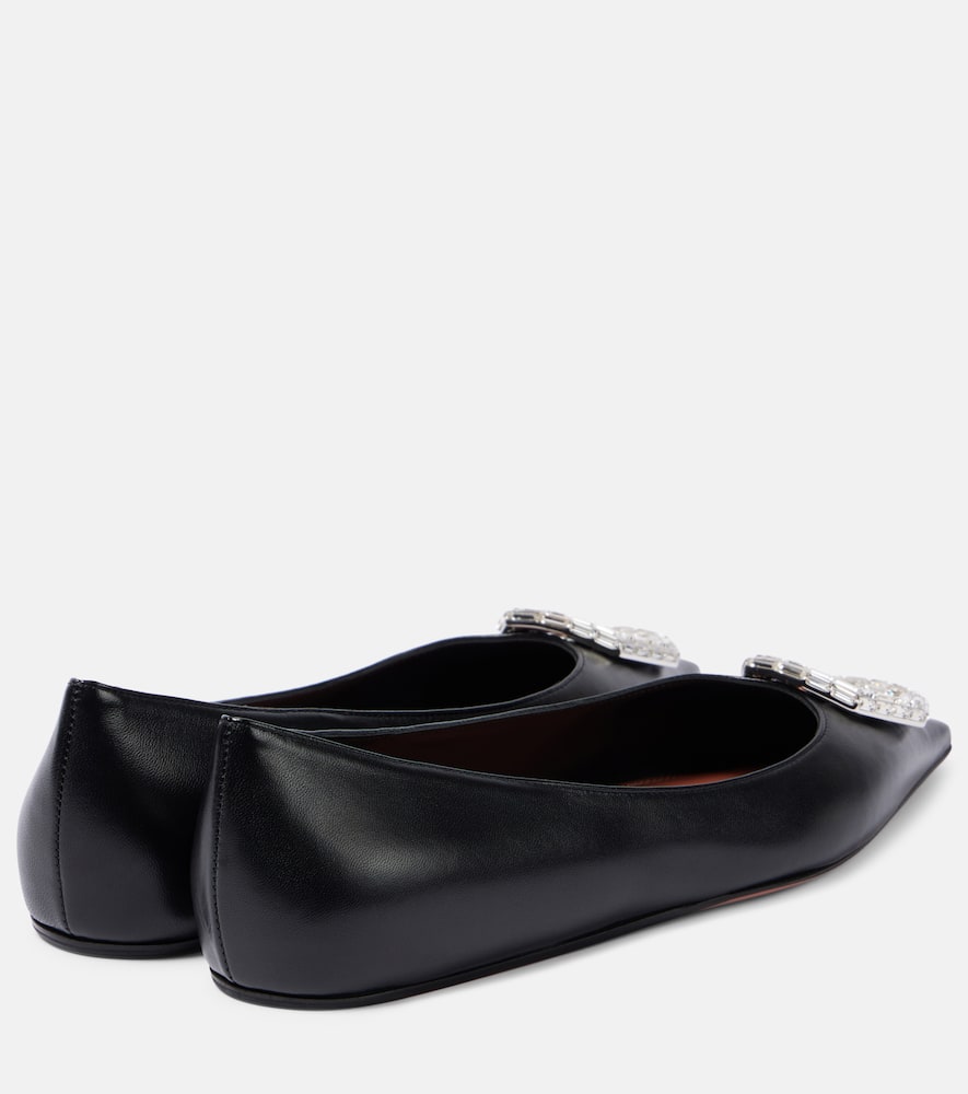 Amina Muaddi Camelia embellished leather ballet flats