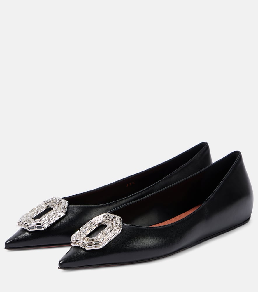 Amina Muaddi Camelia embellished leather ballet flats
