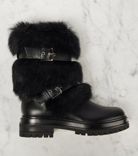 Gianvito Rossi Maverick leather and shearling biker boots
