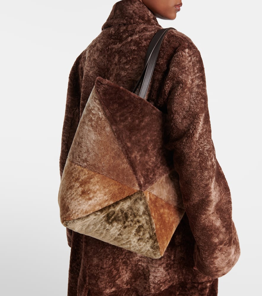 Loewe Puzzle Fold Large shearling tote bag