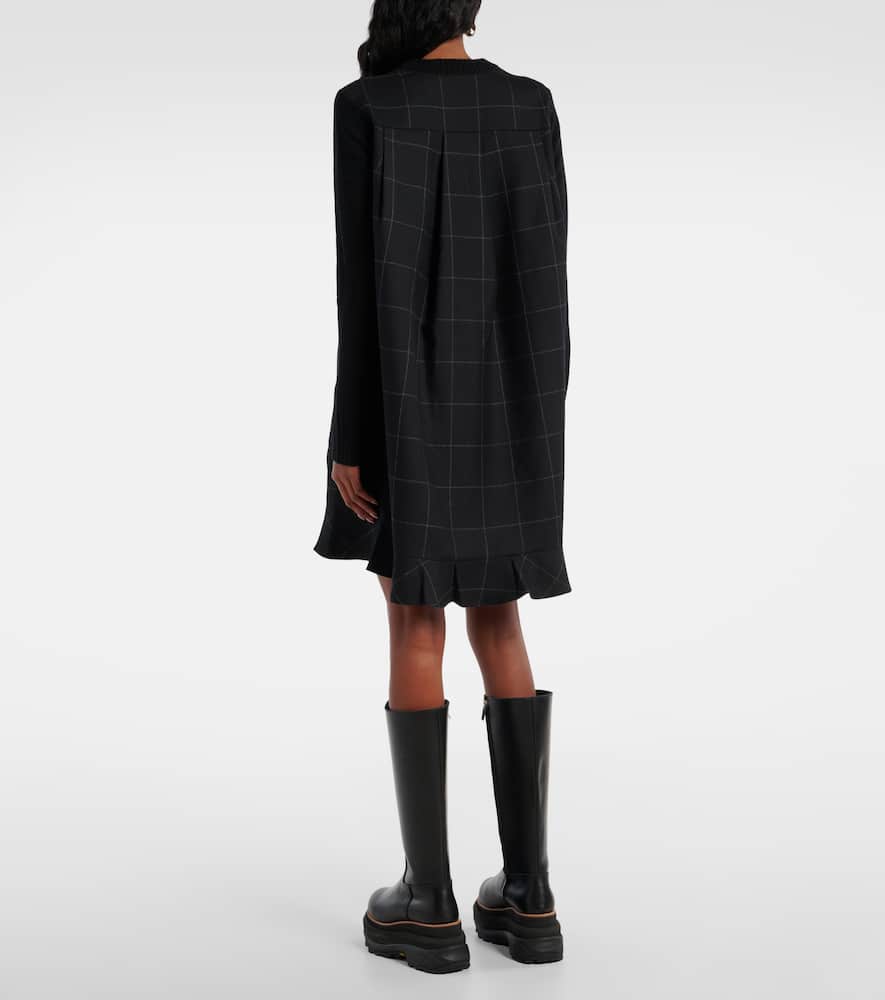 Sacai Windowpane checked wool minidress