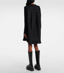 Sacai Windowpane checked wool minidress