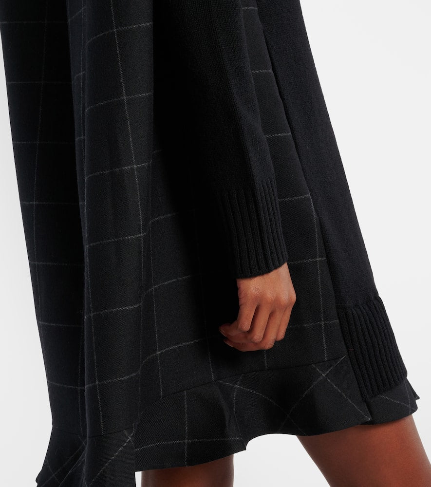 Sacai Windowpane checked wool minidress