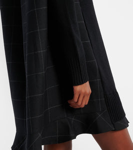 Sacai Windowpane checked wool minidress