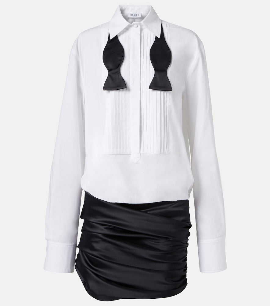 The Attico Poplin and satin minidress. Attico 府绸缎迷你连衣裙