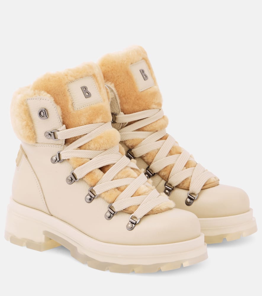 Bogner Shearling-trimmed leather ankle boots
