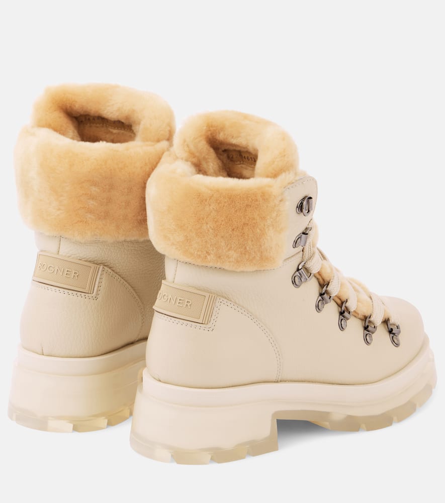 Bogner Shearling-trimmed leather ankle boots