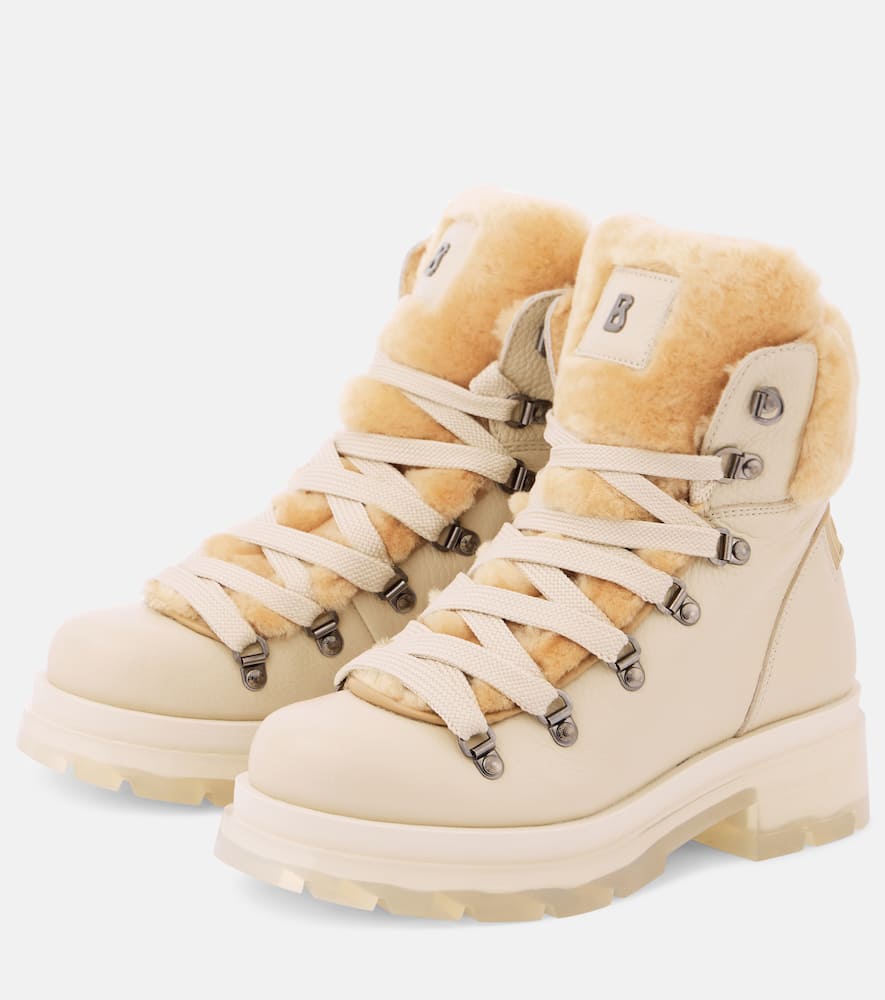 Bogner Shearling-trimmed leather ankle boots