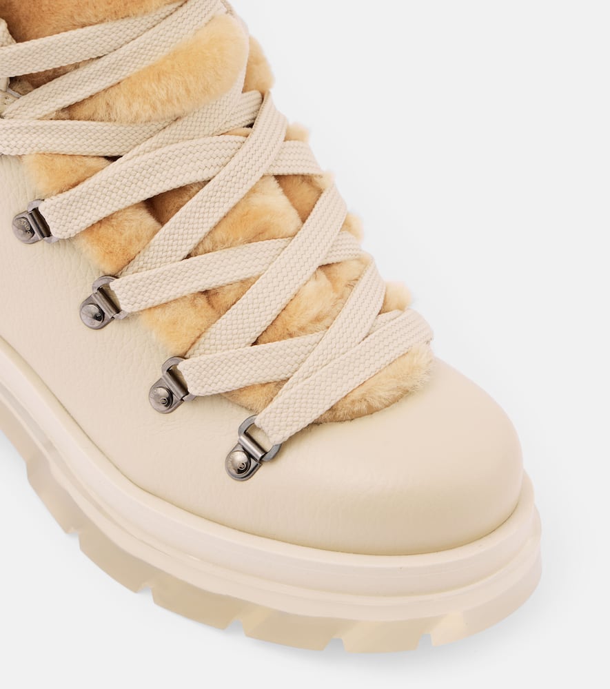 Bogner Shearling-trimmed leather ankle boots