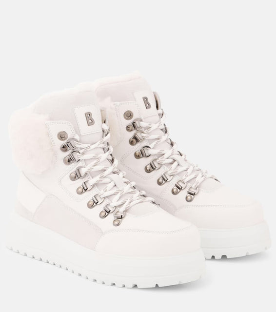 Bogner Shearling-trimmed leather boots